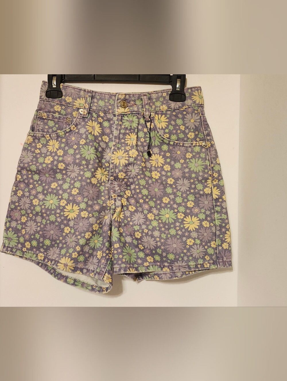 Zara Floral Print Women's Denim Shorts - Purple Daisy NWOT